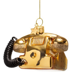 Елочная игрушка "Телефон" 6 см, цвет золото