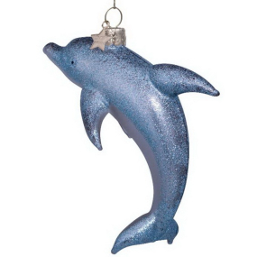 Елочная игрушка "Дельфин" 12 см, цвет синий