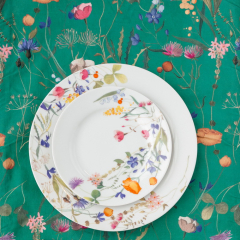 Скатерть прямоугольная Textile Flora 150х300 см, зеленая