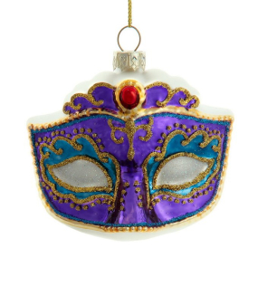 Новогодняя игрушка "Маска фиолетовая" 7,9 см
