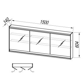 Зеркальный шкаф Kolpa-san Pandora TOP 150 LED WH, 150x60, с подсветкой, белый