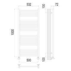 Полотенцесушитель Terminus Аврора 100х53, водяной, сатин