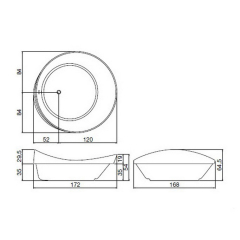 Ванна Antonio Lupi Dune 172х168, из материала Cristalplant, встраиваемая,  матовая, белая