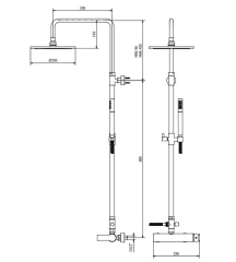 Душевая система iB Rubinetti Whynot WN127CC, лейка 25 см, хром