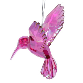 Елочная игрушка "Колибри" 11 см, розовая