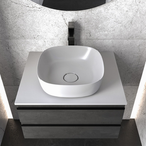 Раковина Kolpa-San Lux 380 ON, 38х38, из Kerrok, с клапаном, белая