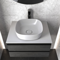 Раковина Kolpa-San Lux 380 ON, 38х38, из Kerrok, с клапаном, белая