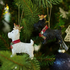 Елочная игрушка "Скотч-терьер в короне" 8 см
