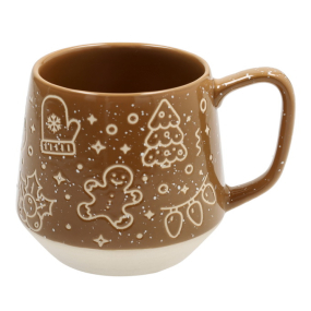 Чашка для завтрака Snowy Xmas 510 мл, коричневая