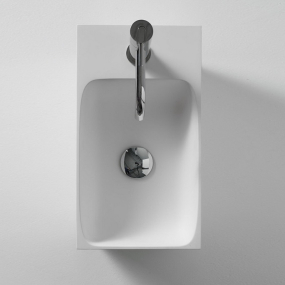 Раковина Antonio Lupi Calco, 45х25, из Flumood, с клапаном, белый матовый