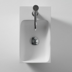 Раковина Antonio Lupi Calco, 45х25, из Flumood, с клапаном, белый матовый