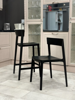 Стул полубарный Calligaris Skin CS1843,  Matt Black