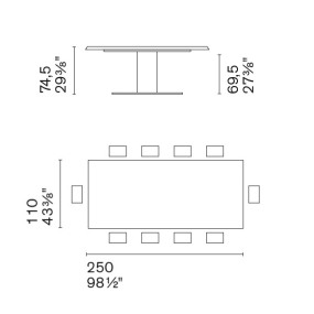 Стол Calligaris Cameo 250х110 CS4124, Matt Bronze / Wild Naturale