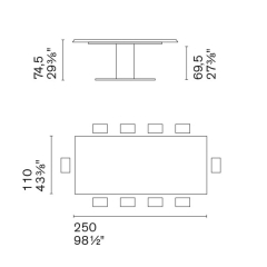 Стол Calligaris Cameo 250х110 CS4124, Matt Bronze / Wild Naturale