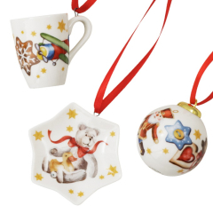 Набор елочных игрушек Hutschenreuther Christmas songs 6 см, 3 шт (кружка, шар, тарелка-звезда)