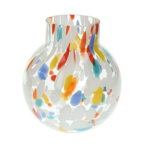 Ваза Glass Design Rainbow 14 см, цвет белый/оранжевый