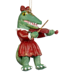Игрушка на елку "Крокодилица и скрипка" 9 см