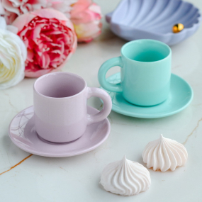 Набор чашек для эспрессо с блюдцами Colorblock 100 мл, 4 предмета