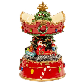 Фигурка музыкальная "Карусель: Санта на поезде" 12 см