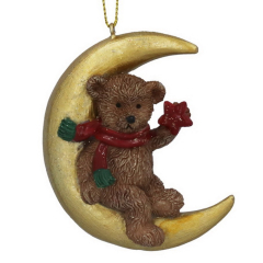 Елочная игрушка "Мишка Тедди на Луне" 8 см