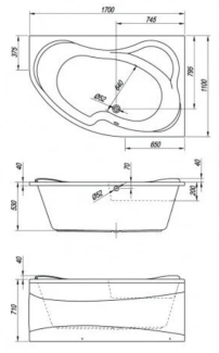 Ванна акриловая Kolpa-San LuLu L 170х110 597360, белая