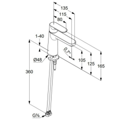 Смеситель для раковины Kludi Louva 242820575, хром