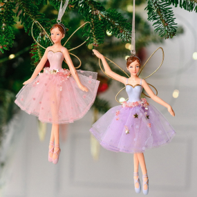 Елочная игрушка "Фея" 14 см, розовая