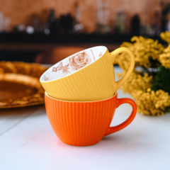 Чашка для завтрака Milk & Coffee Breakfast Time 490 мл, оранжевая