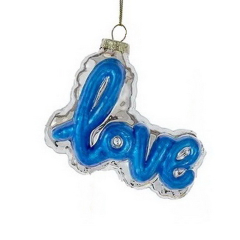 Елочная игрушка "Love" 9,5 см, синяя