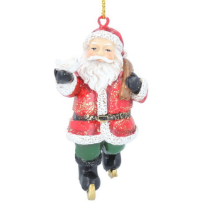 Елочная игрушка "Санта на коньках с птичкой" 7 см