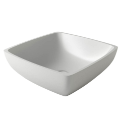 Раковина Holbi Jupiter SR 43x43, из Soft Rock, белая матовая, с клапаном