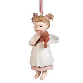 Новогодняя игрушка "Ангелочек со скрипкой" 8,5 см
