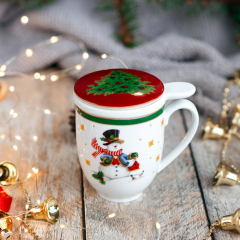 Кружка с подставкой и ситечком Happy Wintertime 360 мл