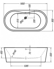 Ванна Kolpa-San Comodo-FS 185х90, акриловая, с сифоном, белая