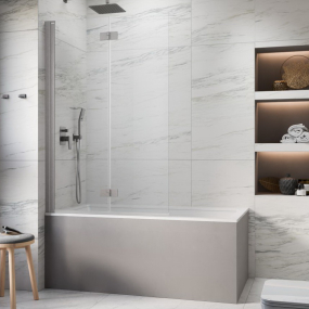 Шторка для ванны Radaway Nes 100х200, левая, прозрачное стекло 6 мм, брашированный никель