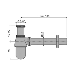Сифон для раковины Alca A431, Ø32, металлический, с гайкой 5/4, хром