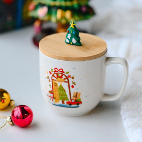 Кружка с крышкой "Елка" 390 мл