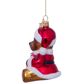 Елочная игрушка "Мишка рождественский" 9,5 см