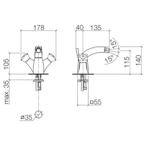 Смеситель для биде Dornbracht Square Exclusive 24510911-00, хром