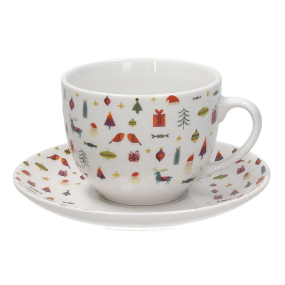 Набор чашек для капучино с блюдцами Christmas Candy 260 мл, 8 предметов