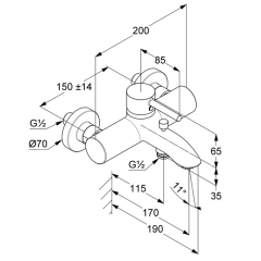 Смеситель для ванны Kludi Bozz 38691N076, золото