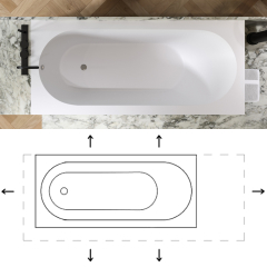 Ванна Holbi Orion 180 SR, 180x80, из Soft Rock, встраиваемая, белая матовая