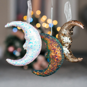 Елочная игрушка "Месяц белый" 13 см