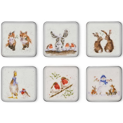 Набор подставок под кружку Wrendale Christmas 10,5x10,5 см, 6 шт Набор подставок под кружку Wrendale Christmas 10,5x10,5 см, 6 шт