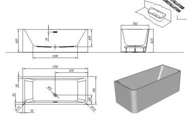 Ванна Kolpa-San Elektra-SP 175х75, акриловая, с сифоном, белая