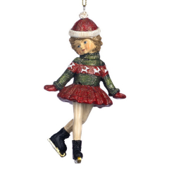Елочная игрушка "Девочка в шапке на коньках" 12,5 см