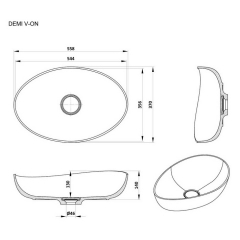 Раковина Kolpa-San Demi V ON, 54х36, из Kerrok, с клапаном,  белая
