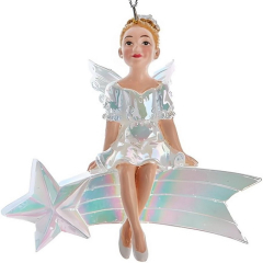 Новогодняя игрушка "Белая фея на звезде" 10,2 см
