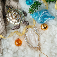 Новогодняя игрушка "Устрица с жемчужиной" 12 см