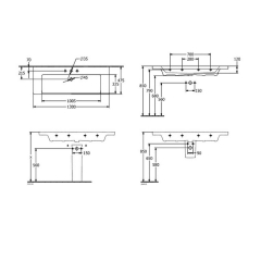 Раковина Villeroy & Boch Subway 3.0 130х47, CeramicPlus, TitanCeram, с переливом